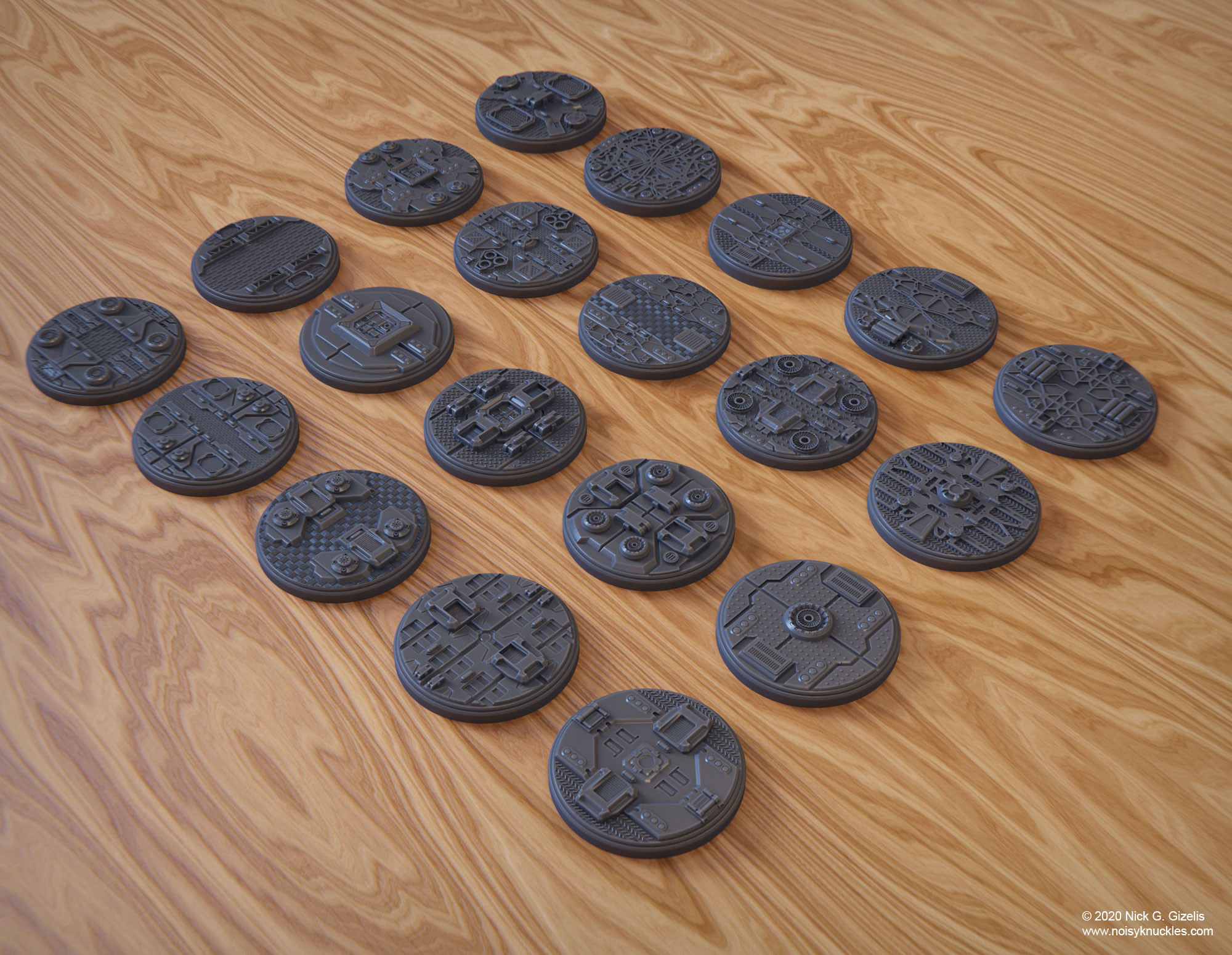 Scifi Miniature Bases 50mm 3dprint Ready 