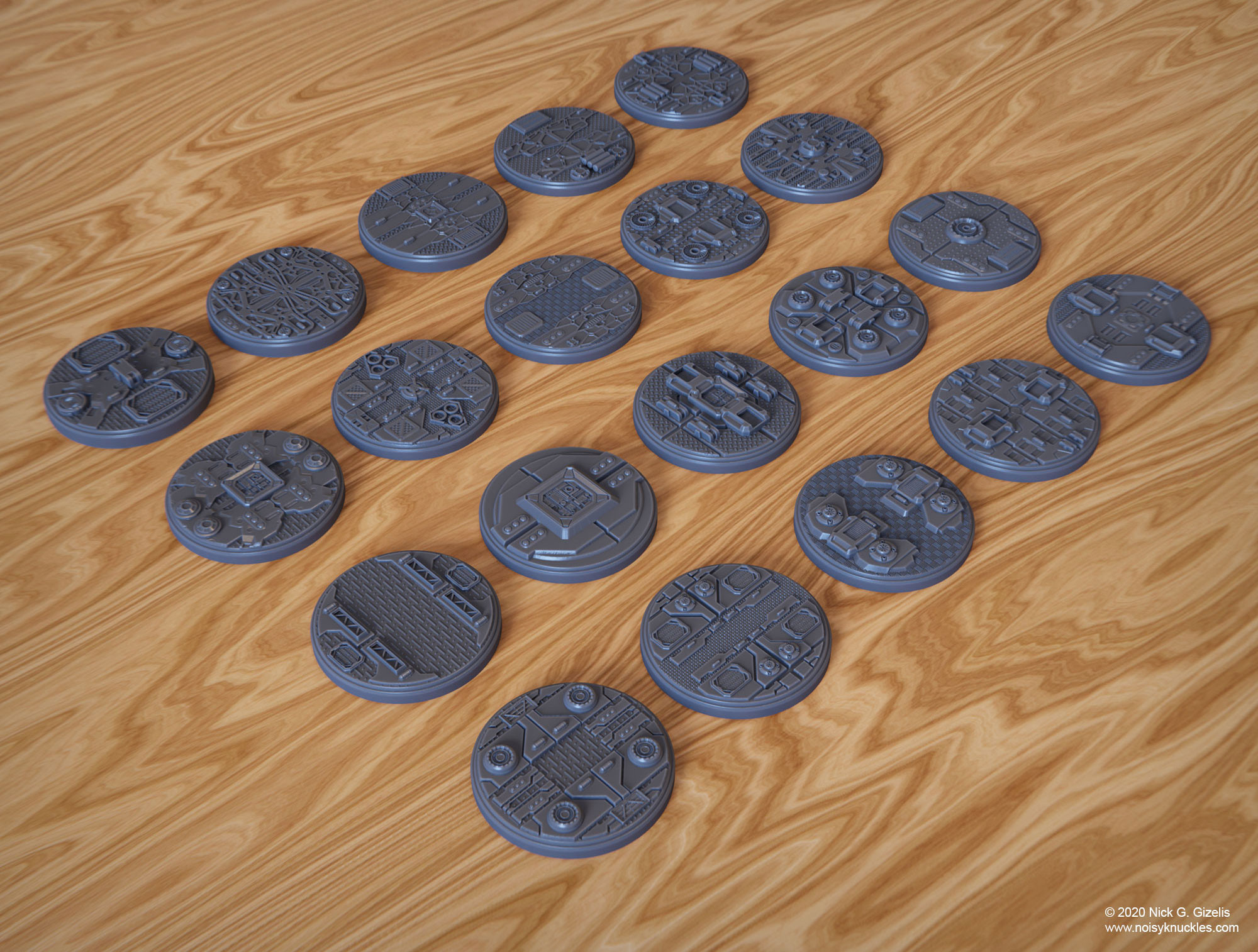 SciFi Miniature Bases 50mm 3DPrint Ready | planetFigure | Miniatures